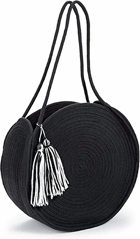 Ladies tote bag for travel photography-Rope Tote in Black