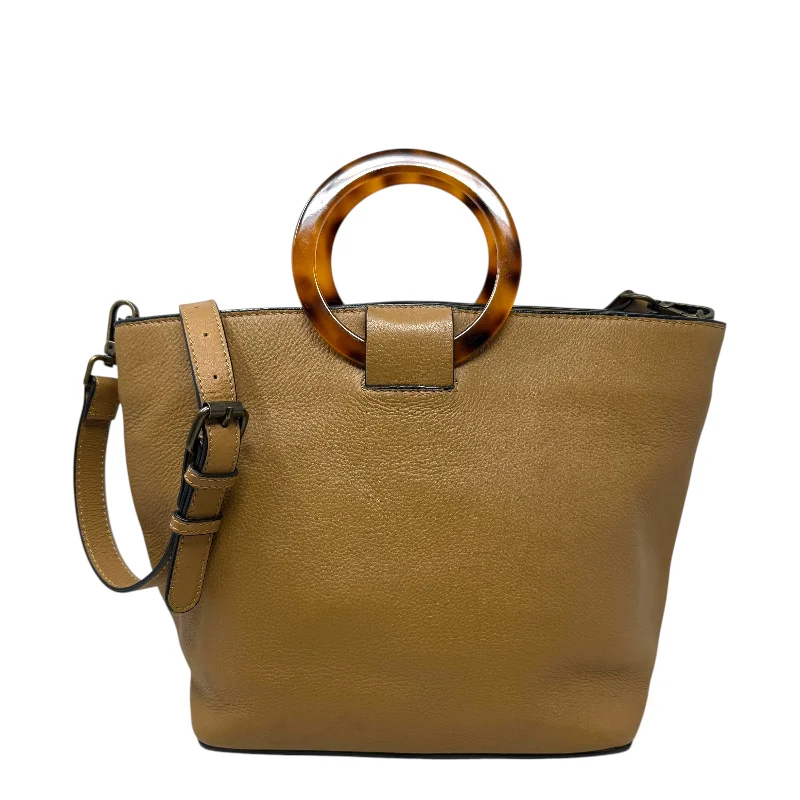 Ladies shoulder bag with gold chain-Round Handle Leather Convertible Bucket Bag  By J Jill, Size: Medium