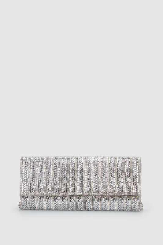 ladies handbags neutral tones-Diamante Clutch Bag