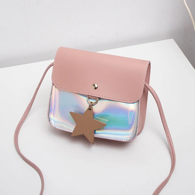 ladies wallet for party wear-Shoulder Bags for Women 2019 Girl Purse Handbag Children Solid Transparent Laser Leather Messenger Bags Candy Coin Purse Wallet