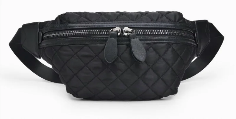 Ladies shoulder bag with double zipper-Side Kick Belt Bag In Black