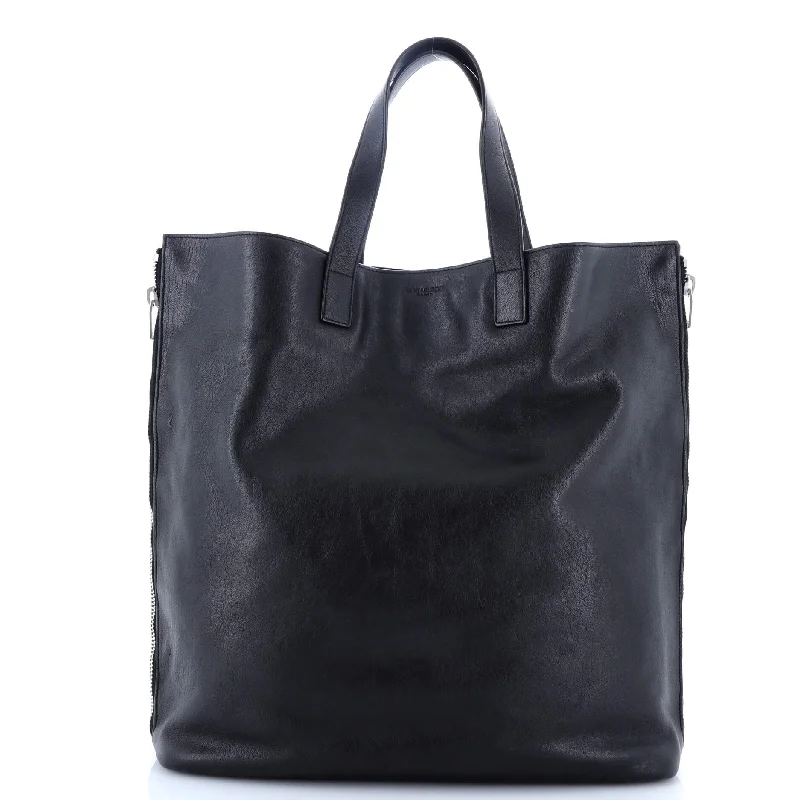 Ladies tote bag for carrying laptop-Side Zip Shopper Tote Leather Tall