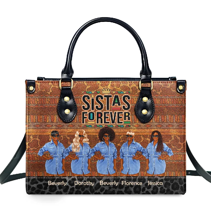 ladies handbags with lining-Sistas Forever - Personalized Leather Handbag SBLHBLM2736M