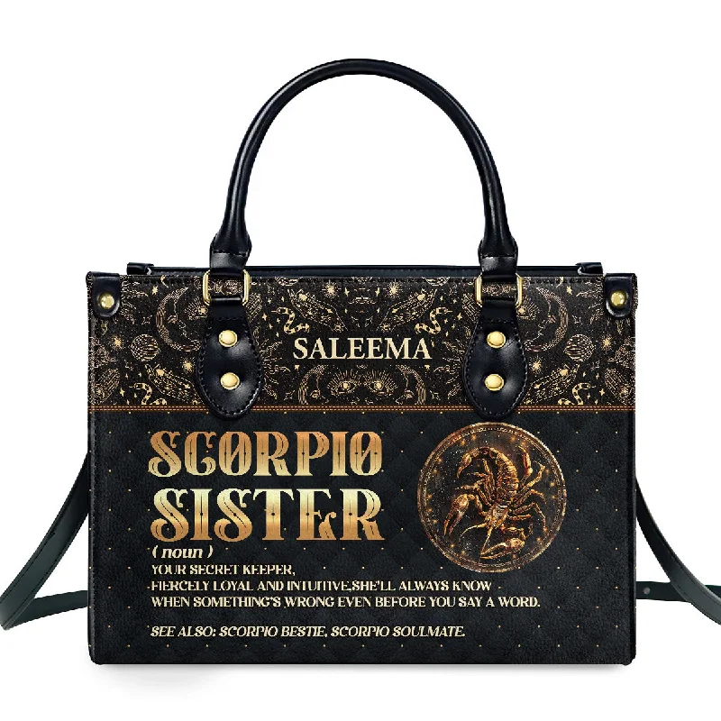 ladies handbags modern suede-Sister Zodiac Sign - Personalized Leather Handbag SBLHBLM2071M