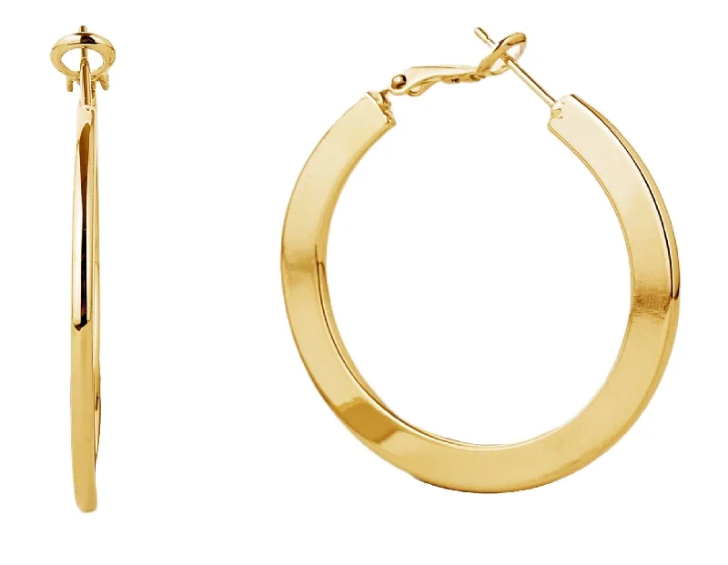 ladies handbags for weekend getaways-SJE310007 14K Gold Metal Omega Closure Hoops