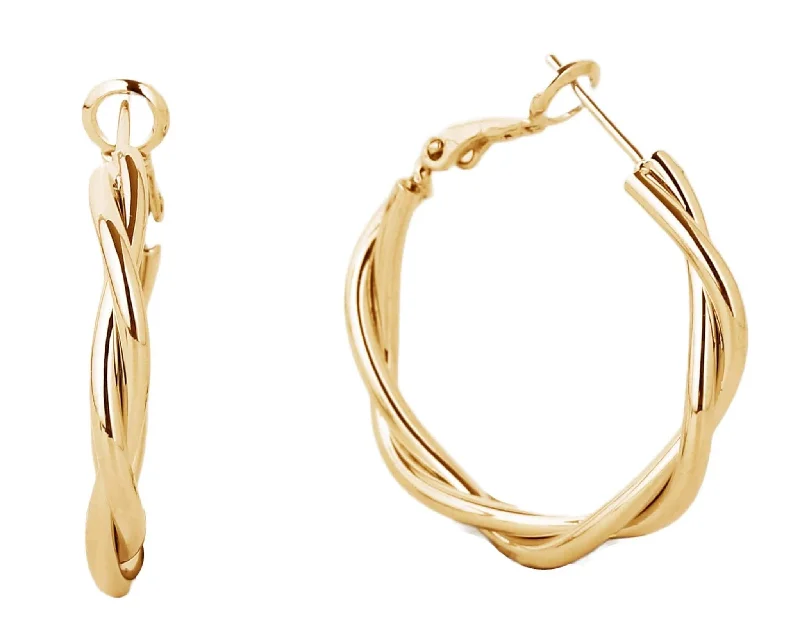 ladies handbags for holidays-SJE310014 14K Gold-Dipped Twist Hoop Omega Closure Earrings