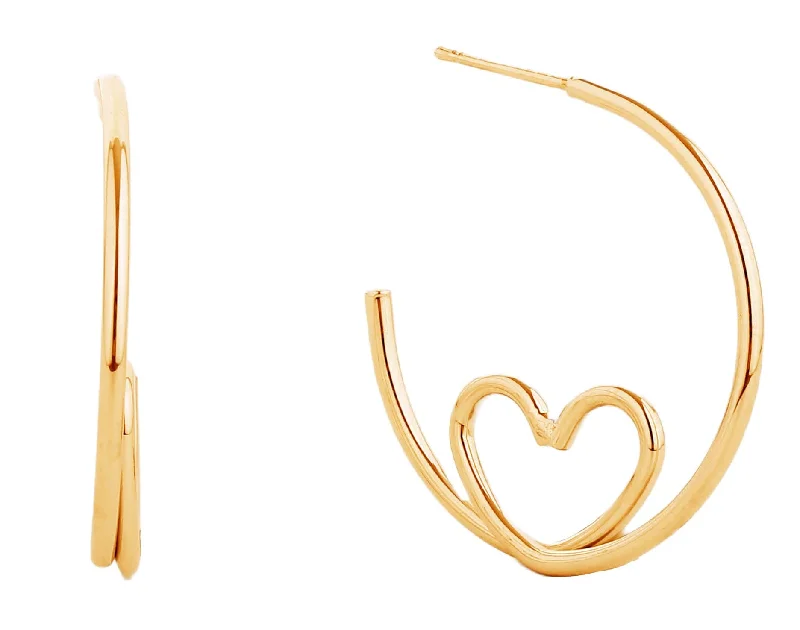 ladies handbags elegant style-SJE310440 14K Gold-Dipped Heart Knot Post Earrings