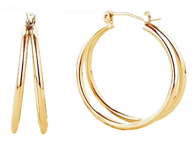 ladies handbags oversized-SJE310463 14K Dipped Double Post Hoop Earrings