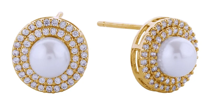 ladies handbags vintage look-SJE310923 14K Radiant Pearl Post Earrings