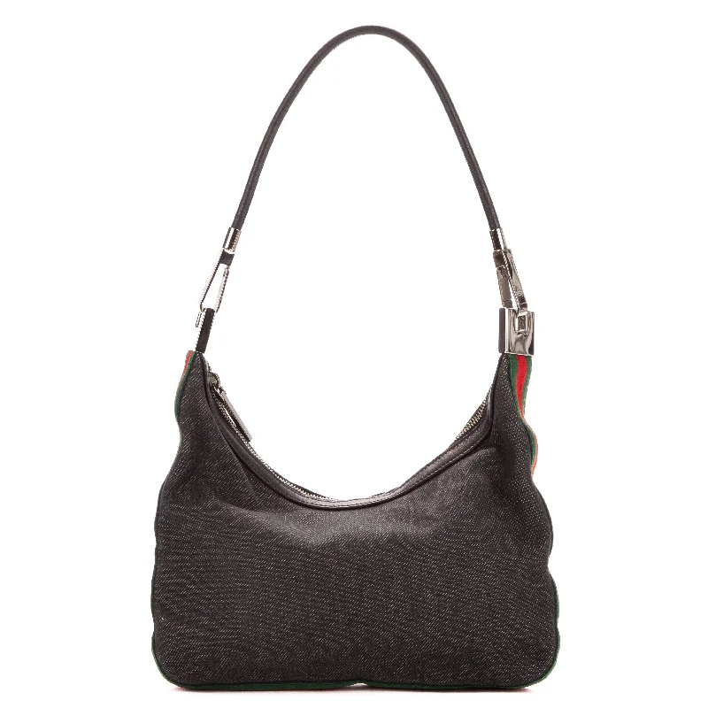 Ladies shoulder bag for festivals-Small Web Zip Hobo