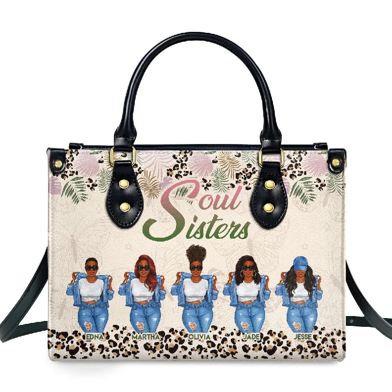 ladies handbags for date night-Soul Sisters - Personalized Leather Handbag SBLHBLN2847T