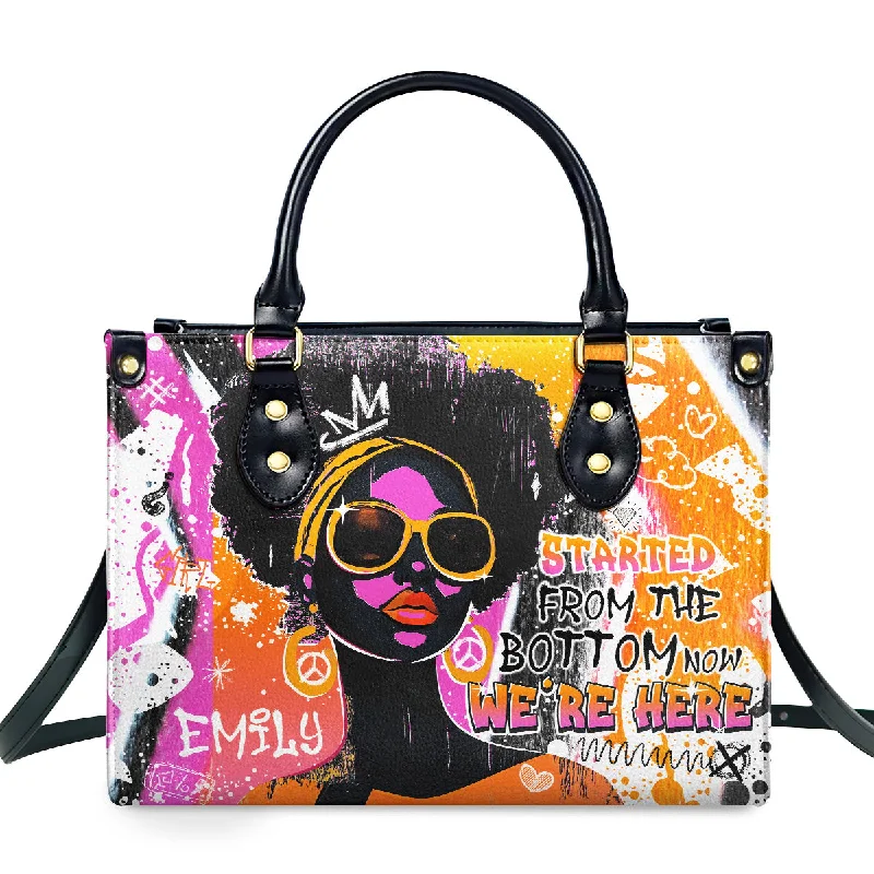 ladies handbags premium quality-Started From The Bottom Now We Are Here - Personalized Leather Handbag SBLHBLTN2384T