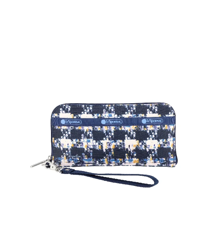 ladies wallet with geometric design-Tech Wallet Wristlet