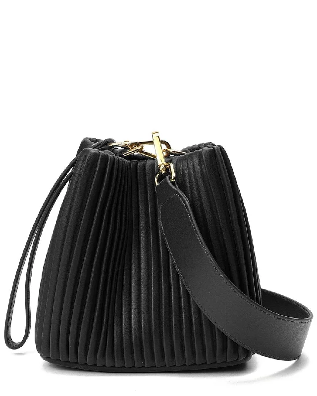 Ladies shoulder bag with rivet details-Tiffany & Fred Pleated Leather Shoulder Bag