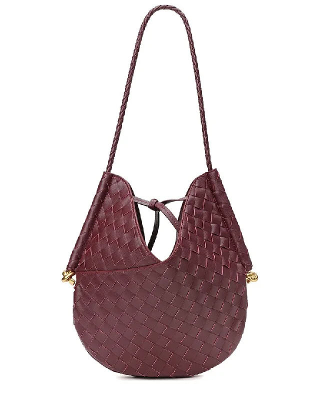 Ladies shoulder bag for college-Tiffany & Fred Woven Leather Hobo Shoulder Bag