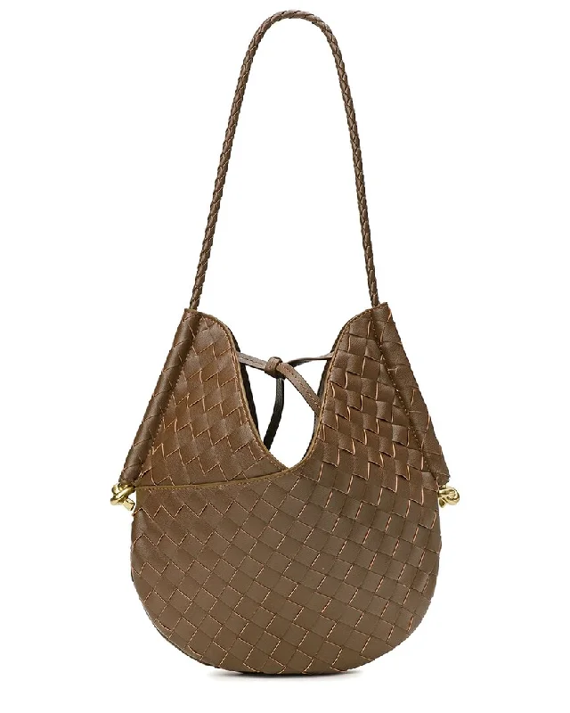 Ladies shoulder bag with silver studs-Tiffany & Fred Woven Leather Hobo Shoulder Bag