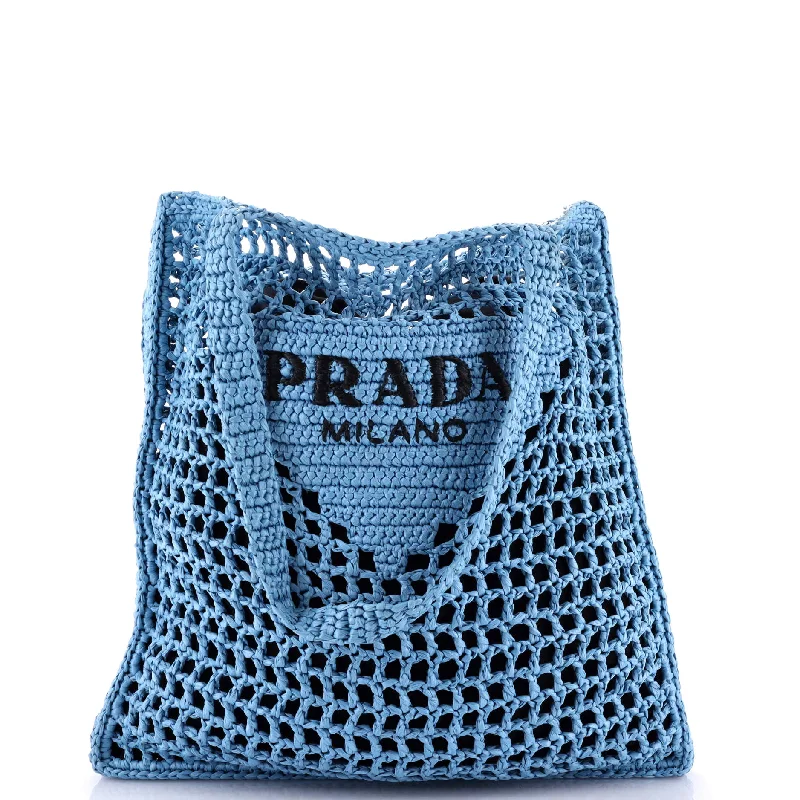 Ladies tote bag for artists-Triangle Logo Open Tote Raffia