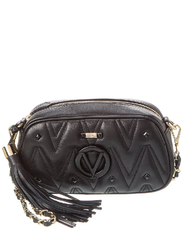 Ladies crossbody bag with flap closure-Valentino by Mario Valentino Bella Diamond Leather Crossbody