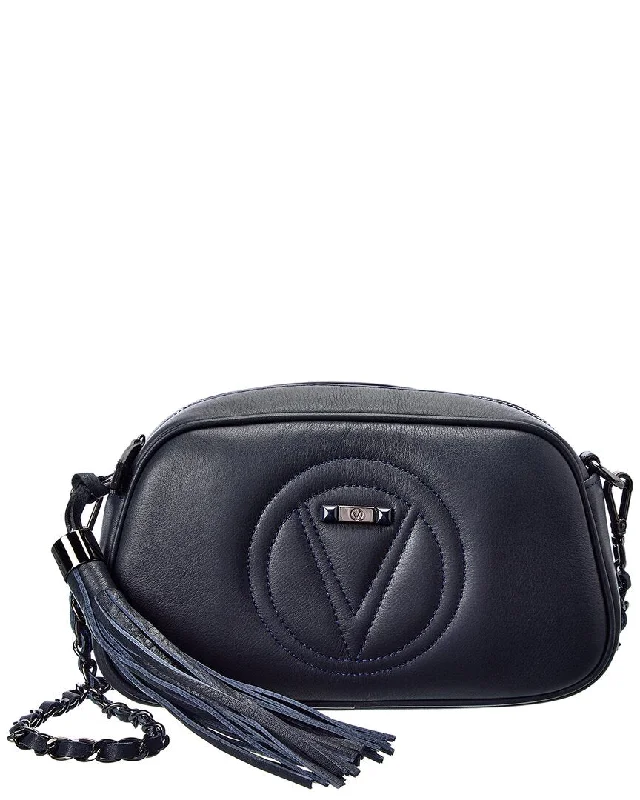 Ladies crossbody bag with leather trim-Valentino by Mario Valentino Bella Signature Leather Crossbody