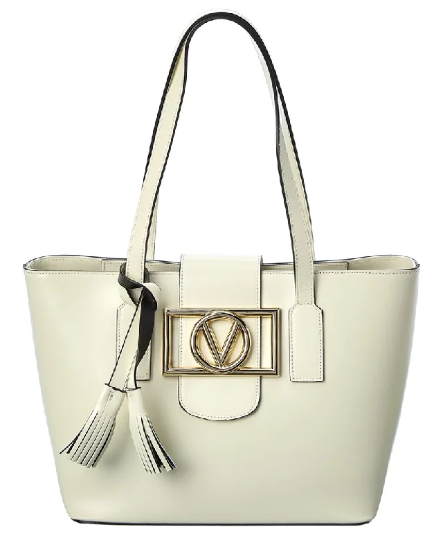 Ladies tote bag with science design-Valentino by Mario Valentino Delphine Super V Leather Tote