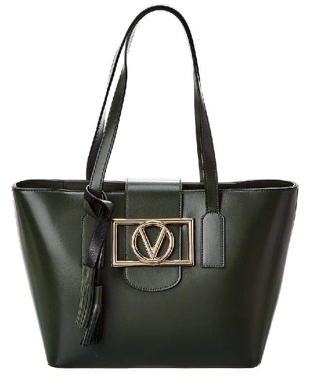 Ladies tote bag for picnic lunches-Valentino by Mario Valentino Delphine Super V Leather Tote