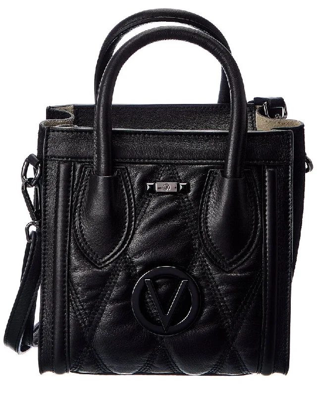 Ladies tote bag with gold hardware-Valentino by Mario Valentino Eva Matelasse Leather Tote