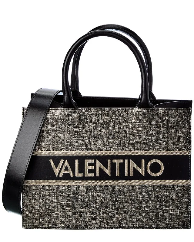 Ladies tote bag for new moms-Valentino by Mario Valentino Meline Gold Leather Tote