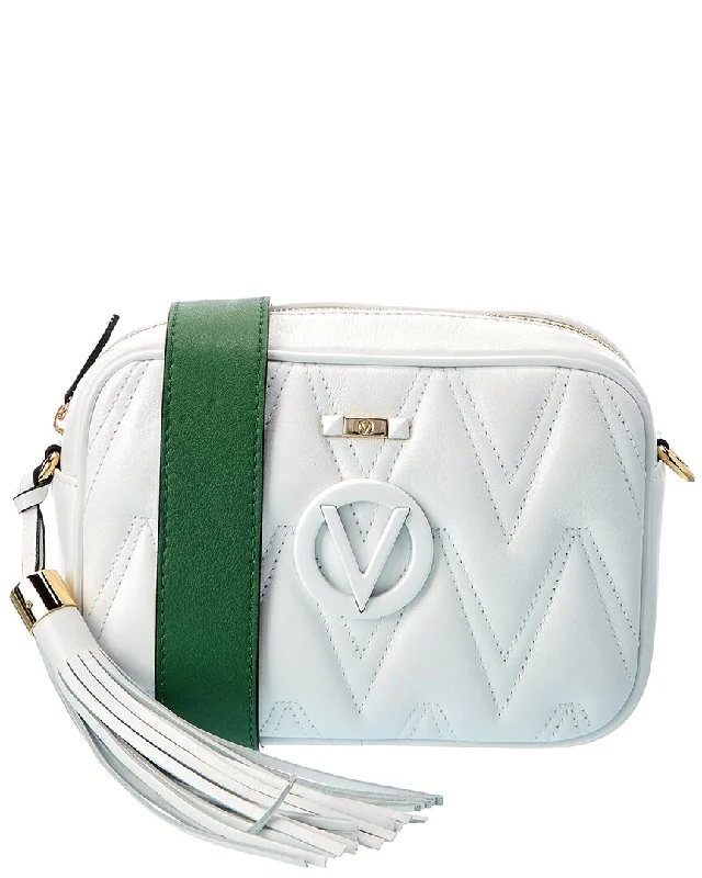 Ladies crossbody bag with organizer inside-Valentino by Mario Valentino Mia Diamond Leather Crossbody