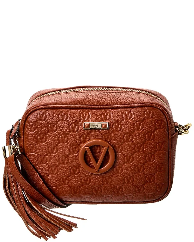 Ladies crossbody bag for regular use-Valentino by Mario Valentino Mia Dollaro Monogram Leather Crossbody