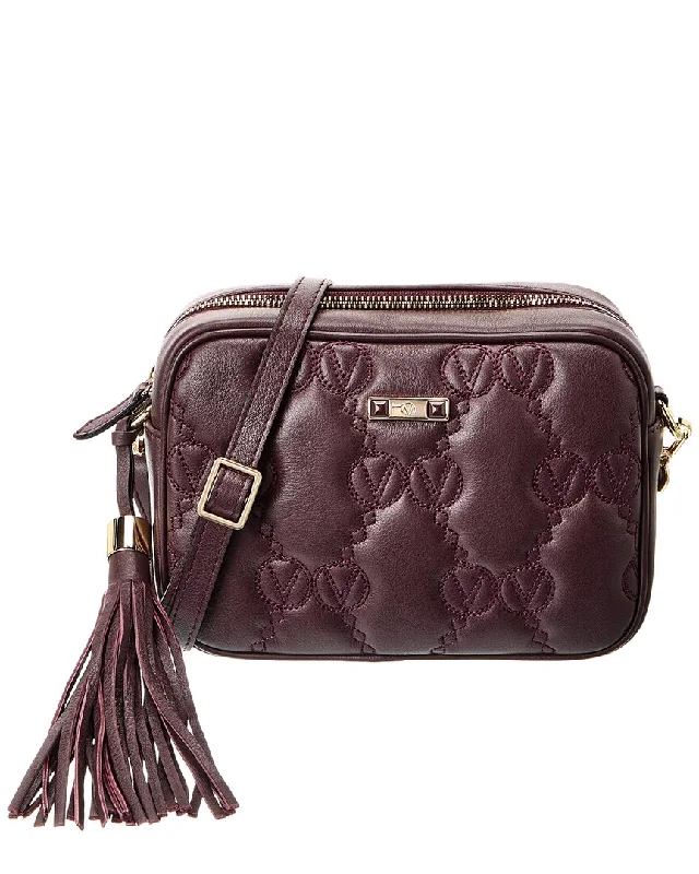 Ladies crossbody bag with chain trim-Valentino by Mario Valentino Mia Matelasse Leather Crossbody