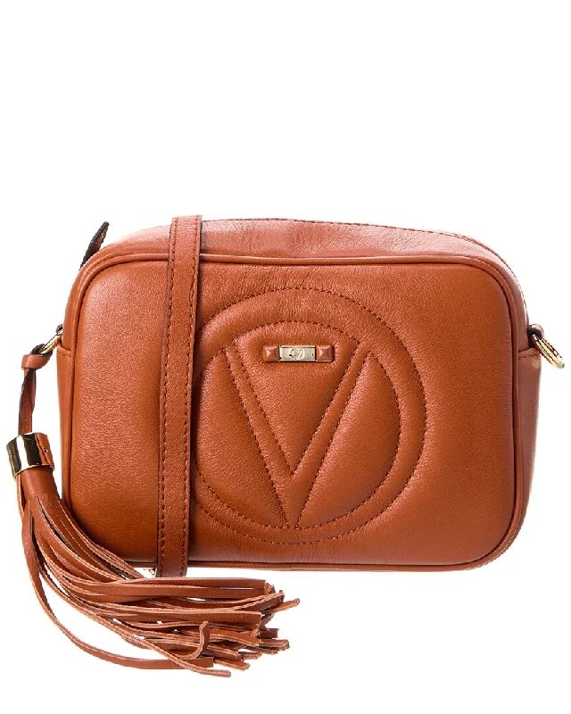 Ladies crossbody bag with colorful strap-Valentino by Mario Valentino Mia Signature Leather Crossbody