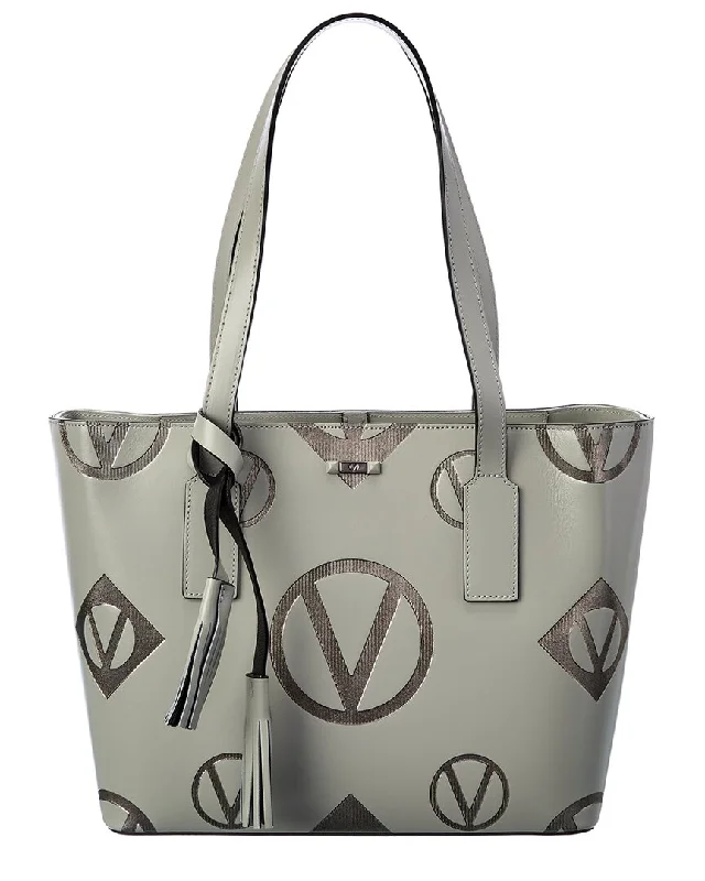 Ladies tote bag with comic book storage-Valentino by Mario Valentino Prince Magnus Leather Tote