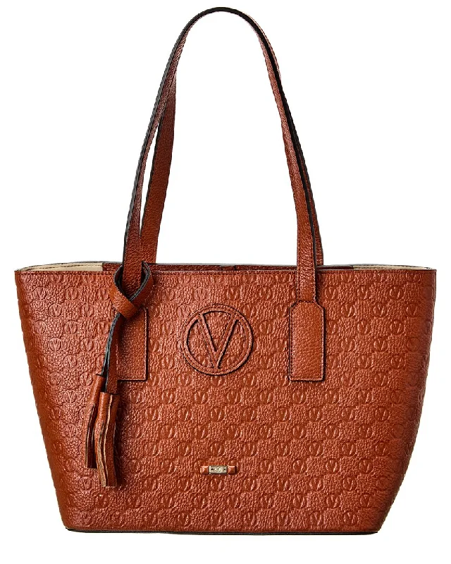 Ladies tote bag with picnic blanket-Valentino by Mario Valentino Prince Medallion Leather Tote