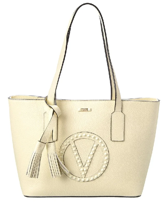 Ladies tote bag with headphone pocket-Valentino by Mario Valentino Prince Rock Leather Tote