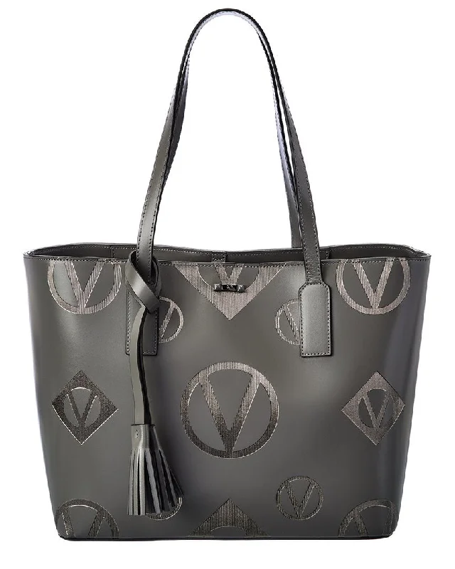 Ladies tote bag for book lovers-Valentino by Mario Valentino Soho Magnus Leather Tote