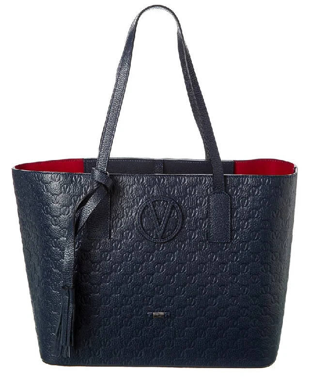 Ladies tote bag with stylish stitching-Valentino by Mario Valentino Soho Medallion Leather Tote