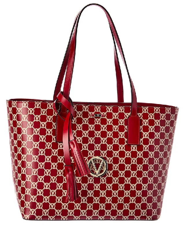 Ladies tote bag for meetings-Valentino by Mario Valentino Soho Monogram Leather Tote