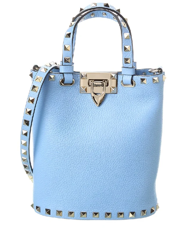 Ladies crossbody bag in trendy shapes-Valentino Rockstud Grainy Leather Crossbody