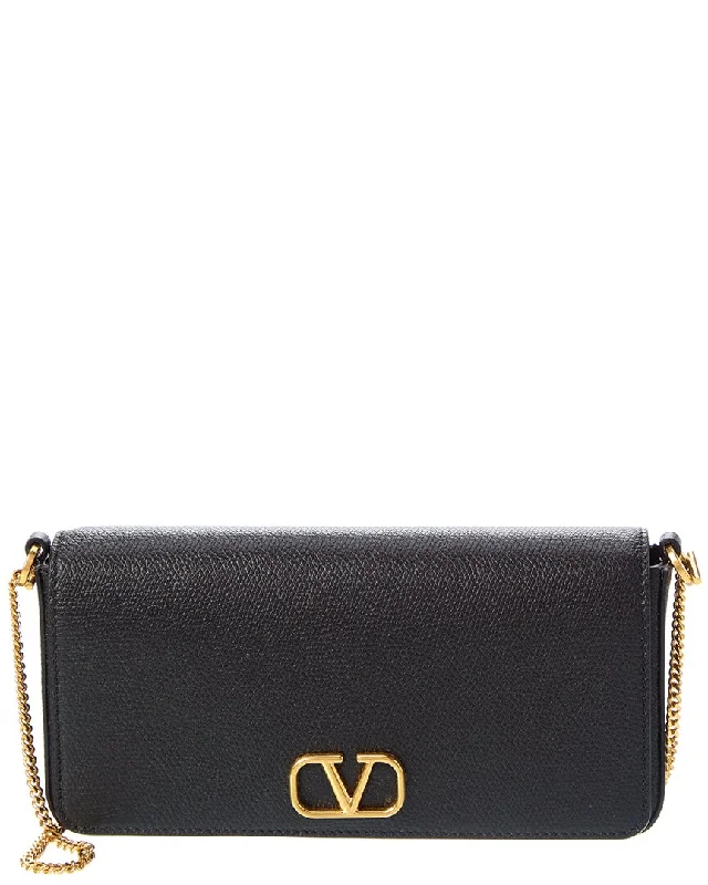 Ladies crossbody bag with hidden pockets-Valentino VLogo Leather Crossbody