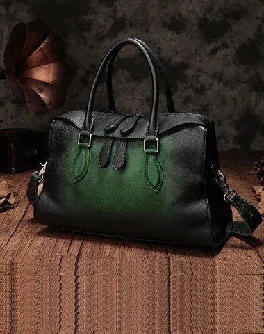 ladies handbags compact size-Vintage Womens Green Leather Handbag Purses Shoulder Handbag Purse Vintage Style Handbags for Ladies