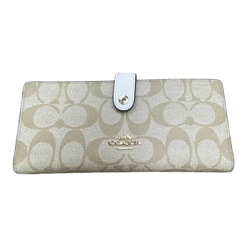 ladies wallet with leather logo-Wallet Designer By Coach, Size: Medium