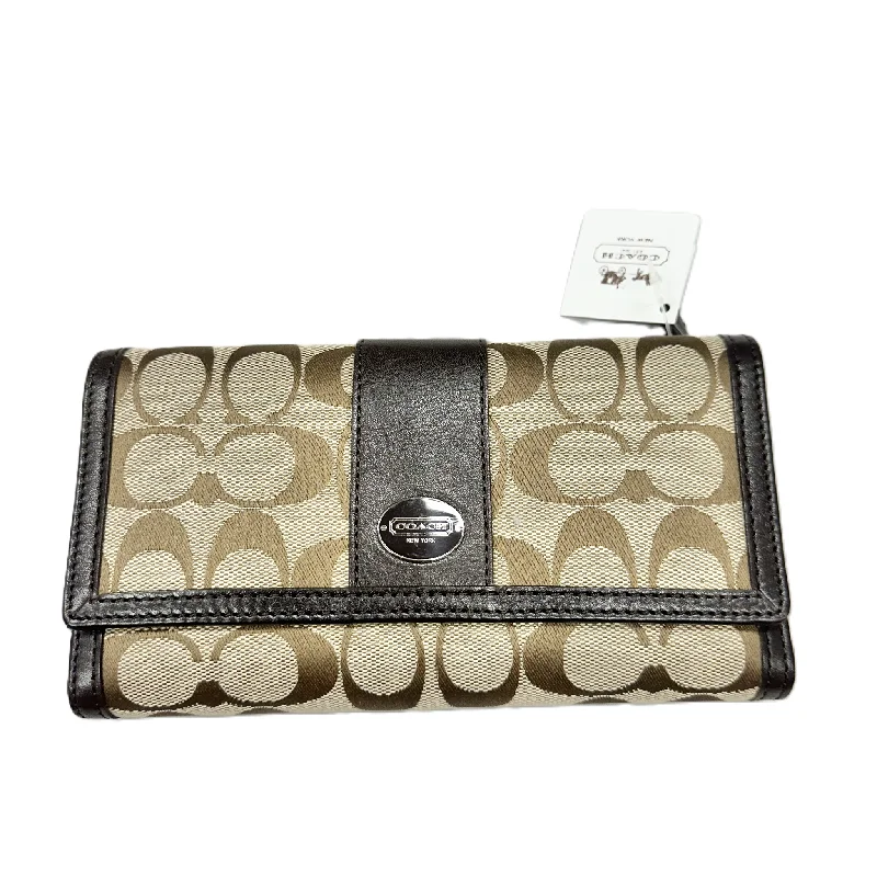 ladies wallet in slim tan-Wallet Designer By Coach, Size: Medium