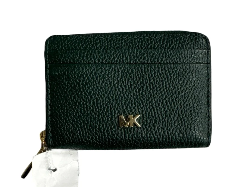 ladies wallet in floral leather-Wallet Designer By Michael Kors in Green, Size: Small