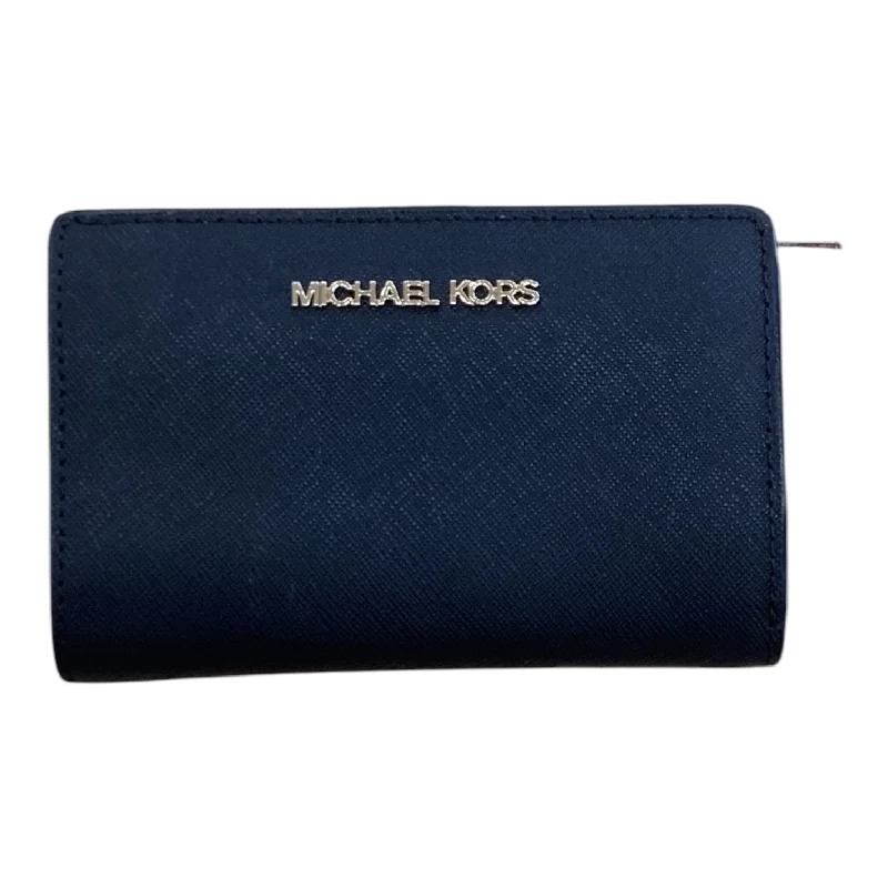 ladies wallet in navy leather-Wallet Designer By Michael Kors, Size: Small