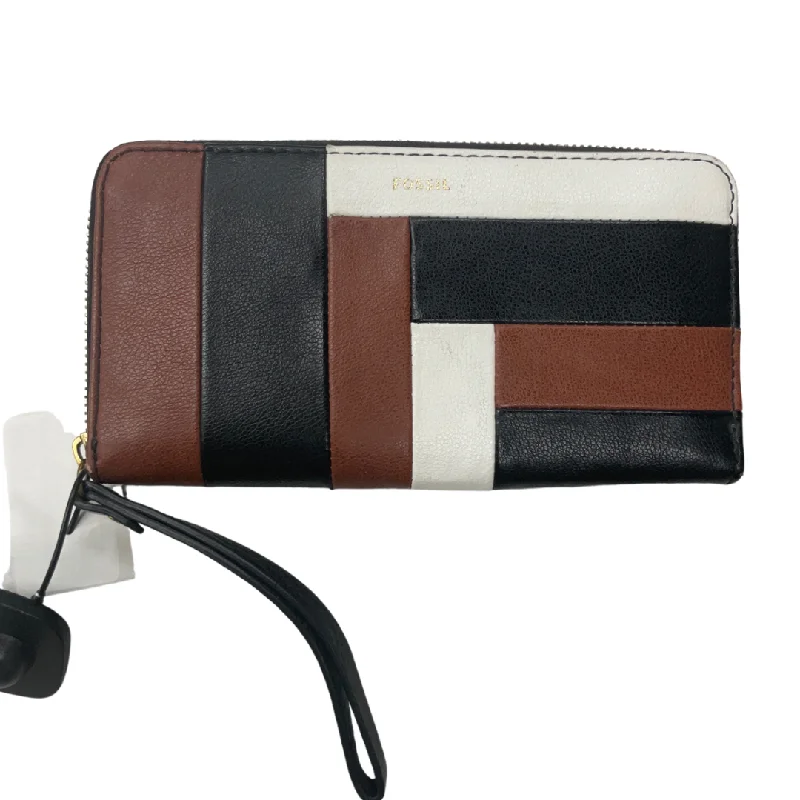 ladies wallet with printed design-Wallet Leather By Fossil, Size: Large