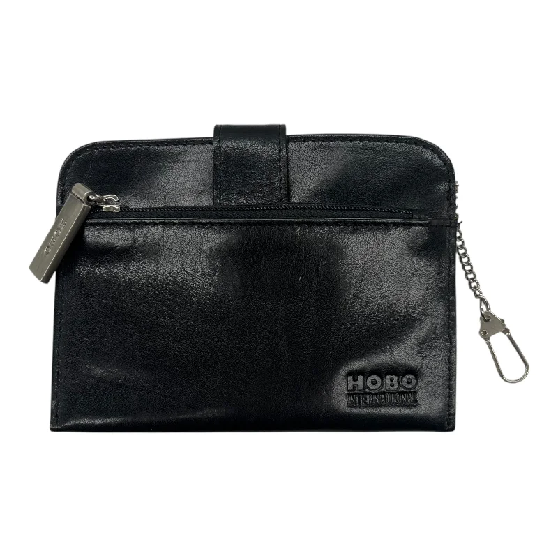 ladies wallet with double clasp-Wallet Leather By Hobo Intl In Black, Size:Medium