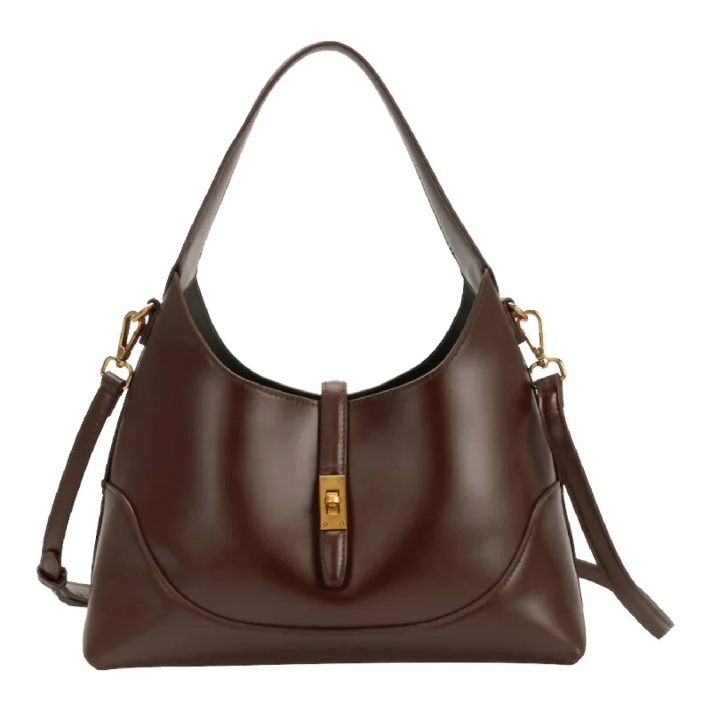 Ladies shoulder bag with keychain-Women's Caroline Shoulder Bag In Espresso