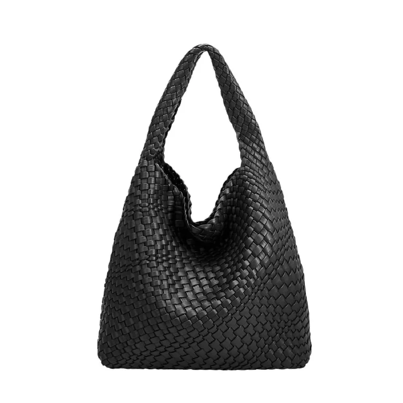 Ladies shoulder bag with ruffles-Women's Johanna Shoulder Bag In Black