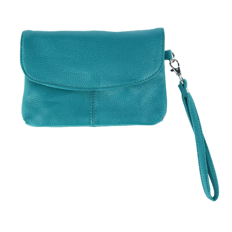 ladies wallet in chic leather-Women's Leather Wristlet Clutch with Removable Crossbody Strap