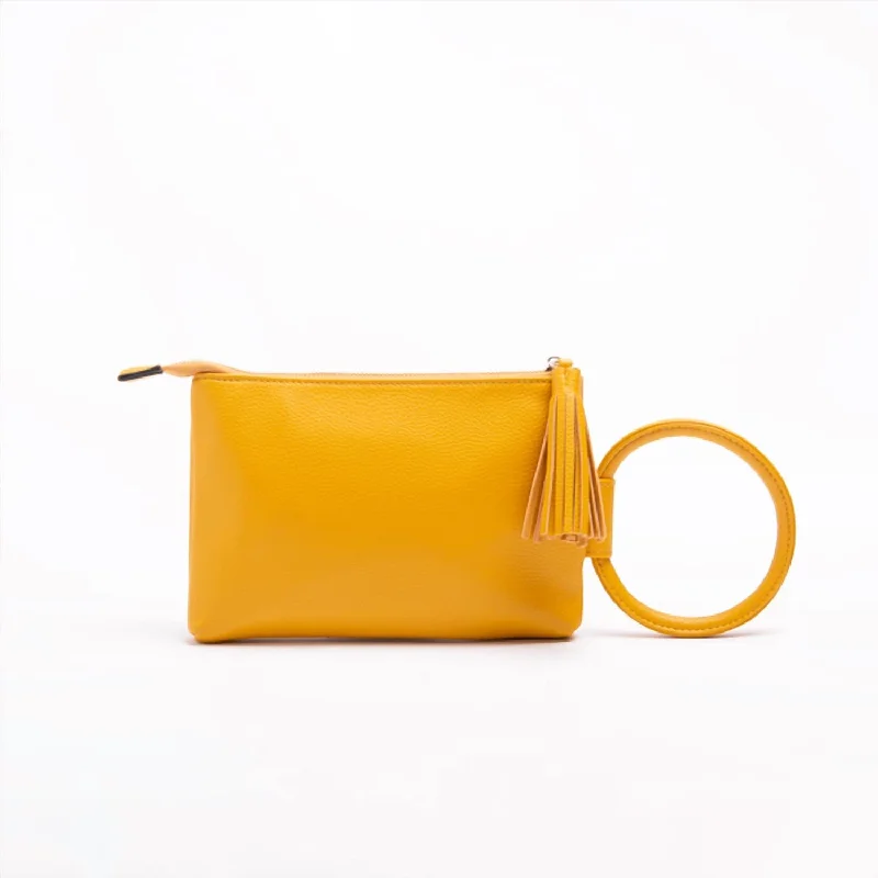 ladies wallet with elastic strap-Women's Ring Wristlet In Canary